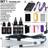 Professional hair extensions kit with UV light glue and styling tools by HSF Marketplace