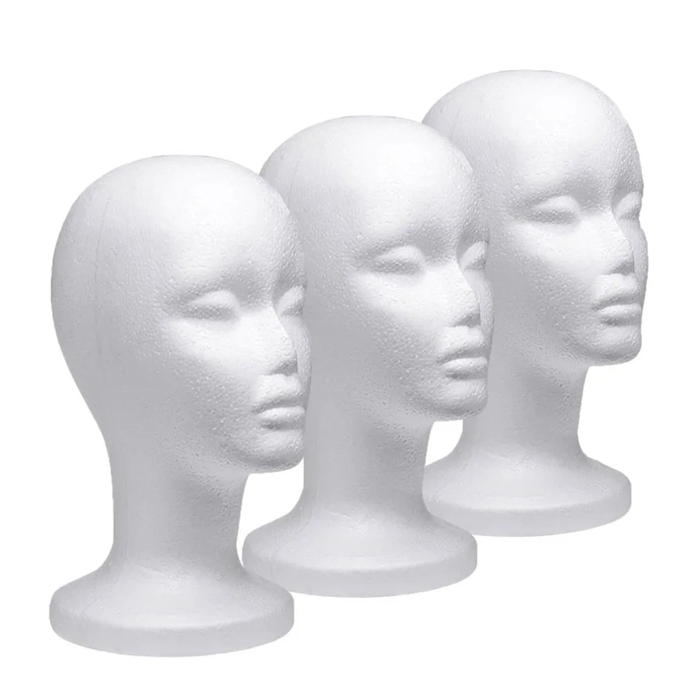 Foam Mannequin Head Wig Head, Female Mannequin Wig Display Stand Holder, Cosmetics Model Head White Foam Heads for Glasses Mask