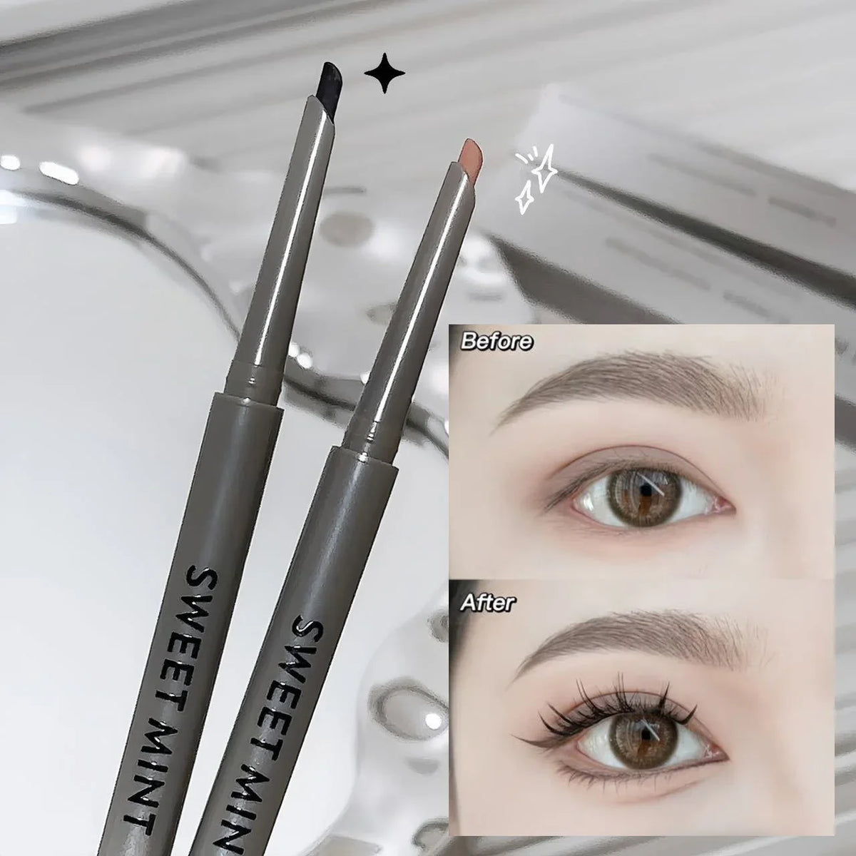 Rose red matte waterproof eyeliner pencil with silkworm applicator for natural eye makeup looks