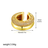 1Pc Minimalist Paved Zircon Double Layer Clip Earrings No Piercing Cartilage Ear Cuff Gold Plated Party Fashion Jewelry Gift