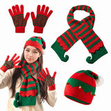 Christmas-themed knitted winter hat, scarf and gloves set by HSF Marketplace