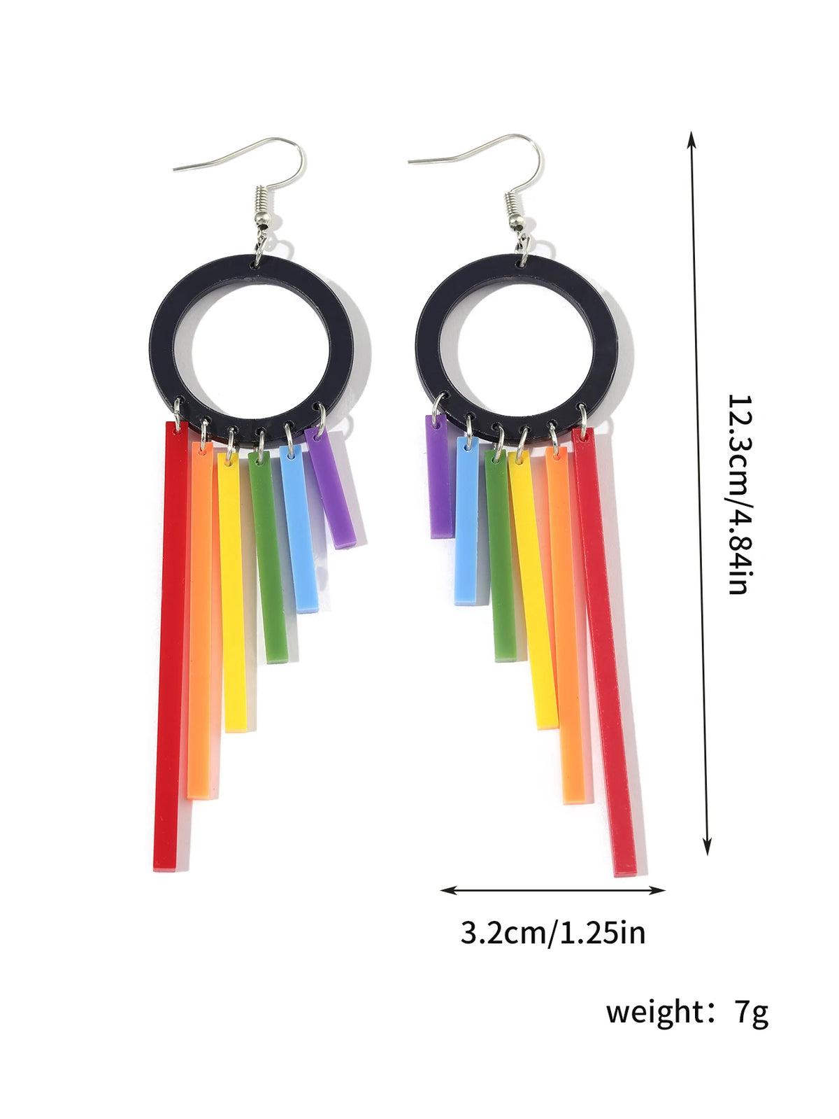 1pair Joyful Celebration Acrylic Rainbow Colors Drop Earrings for Women LGBT Lover Party Pride Month Jewelry Accessories
