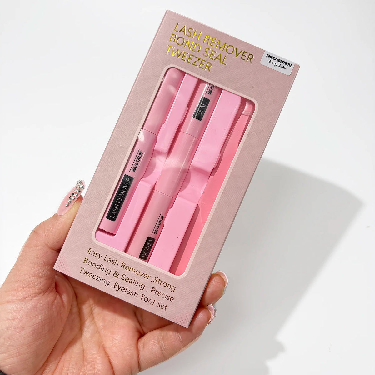 HSF Marketplace eyelash glue kit with lash remover and tweezers, long-lasting false eyelash adhesive and application tools.