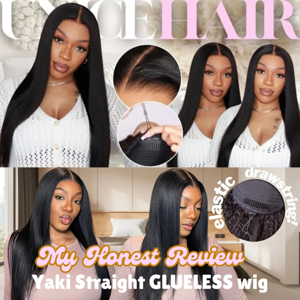Yaki straight human hair wig, glueless 7x5 lace ready-to-wear style by HSF Marketplace