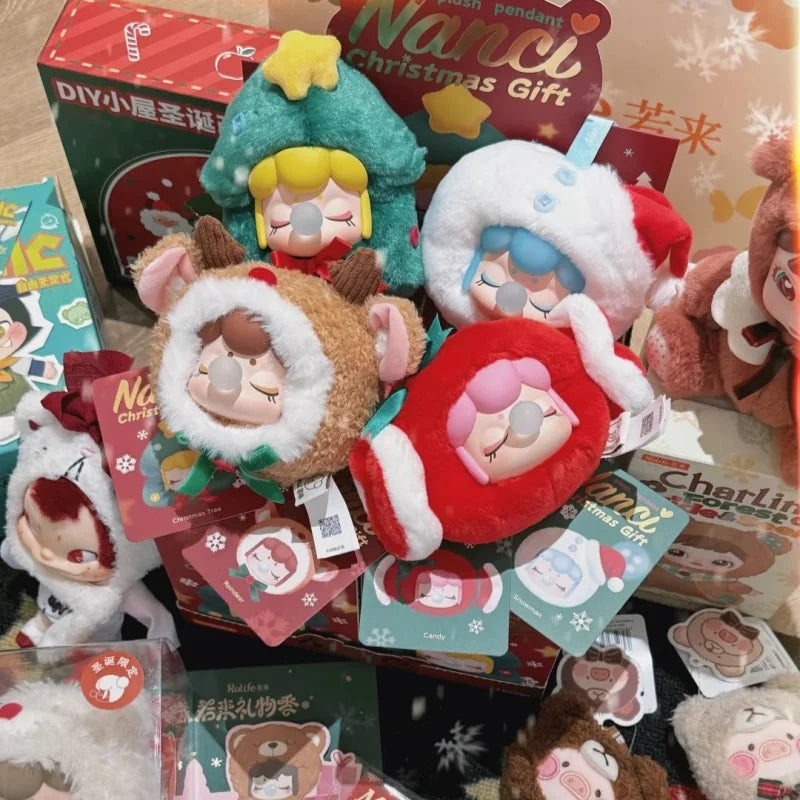 Robotime Nanci Christmas plush blind box full set of 4 festive keychain bag charms for girls