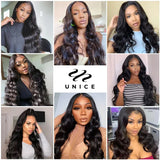 Unice Hair Body Wave Human Hair Bundles With Closure Natural Color 100% Human Hair 3/4 PCS Bundles With 4x4 Inch Lace Closure