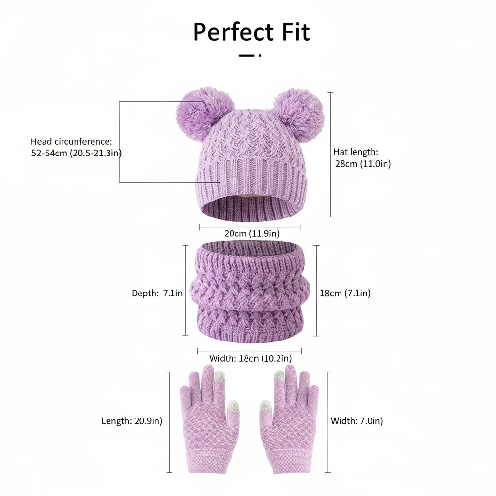 Children's winter hat, scarf, and glove set with snowflake design by HSF Marketplace