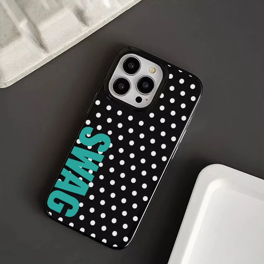 Polka dot shockproof phone case for iPhone models 11–17 by HSF Marketplace