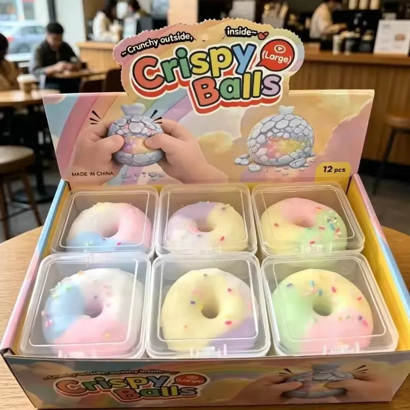 2026 Hot Selling Crispy Donut Squishy Toy, Macaron Cat Paw Chocolate Crunchy Stress Relief Vent Fidget Toy