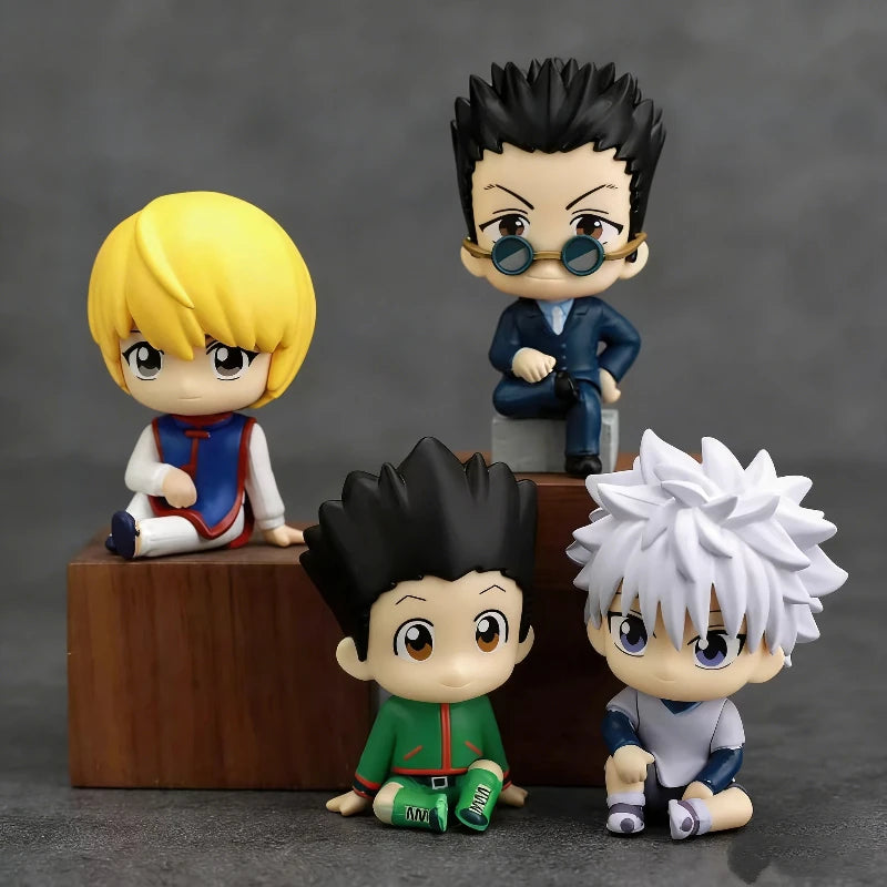 Hunter x Hunter Q-version chibi figures of Gon, Killua, Kurapika and Leorio sitting together collectible set