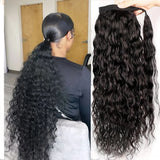 Water Wave Ponytail Extensions Human Hair Wrap Around Corn Wave Pony Magic Paste Brazilian Human Hair Extensions for Women