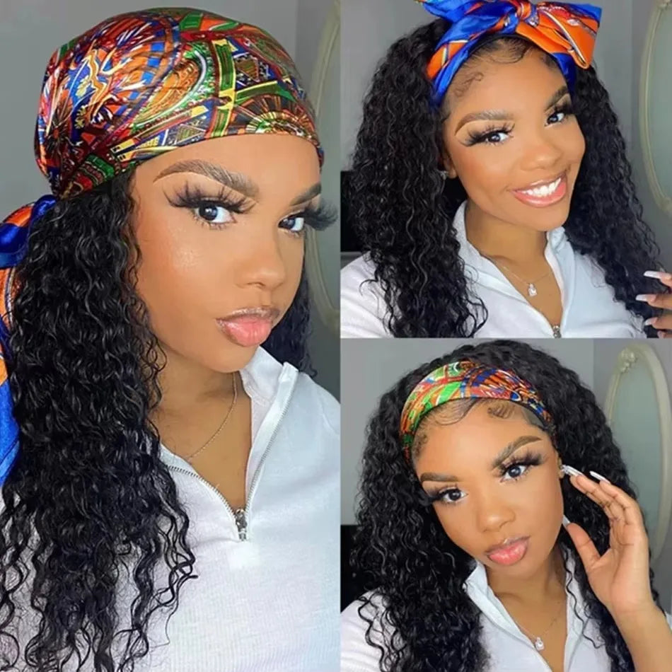 Frizira kinky curly headband human hair wig with natural Indian curls for Black women, ready-to-wear style