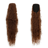 HSF Marketplace 26-inch ombre brown-blonde curly drawstring ponytail clip, heat-resistant synthetic hair