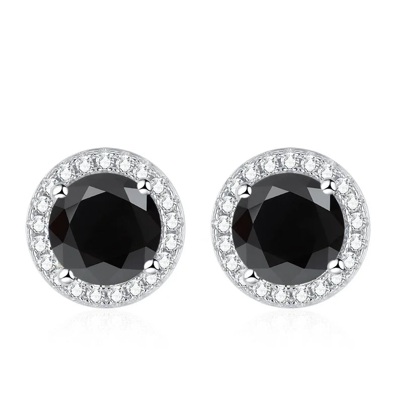 Tezzc moissanite stud earrings in 925 sterling silver with sparkling green, blue, pink, red, and black stones