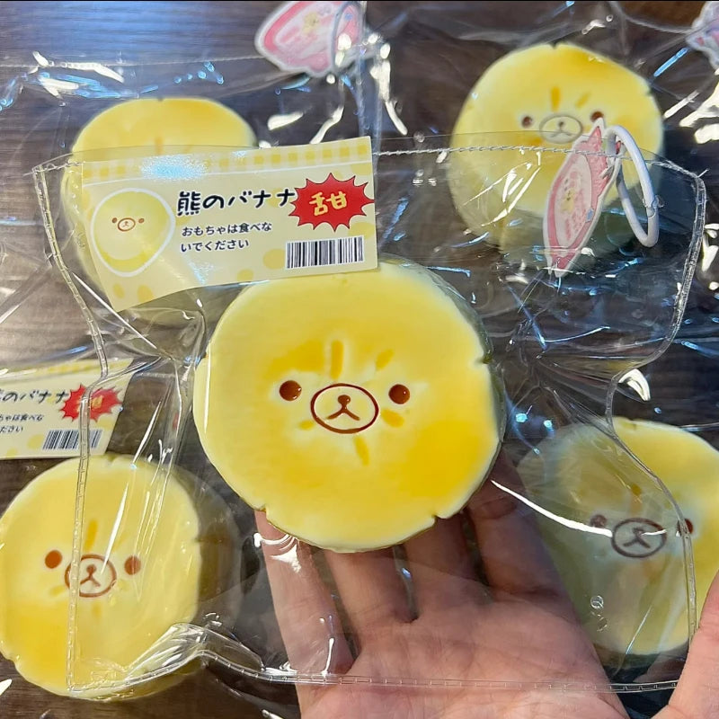 2026 New Soft toy with YOGURT PUREE like texture - Banana slice bear shaped to relieve stress - Food grade silicone