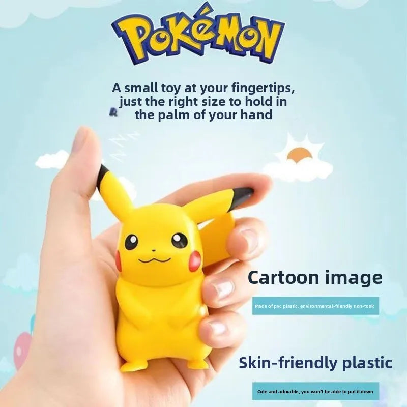 Pokemon blind box pet elf figures featuring Pikachu, Koda, duck, car ornaments, and Bao Kemeng hand toys