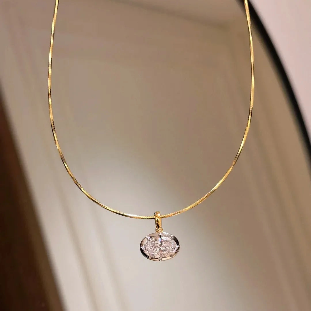 HSF oval diamond pendant drape earrings in an elegant, simple design for women