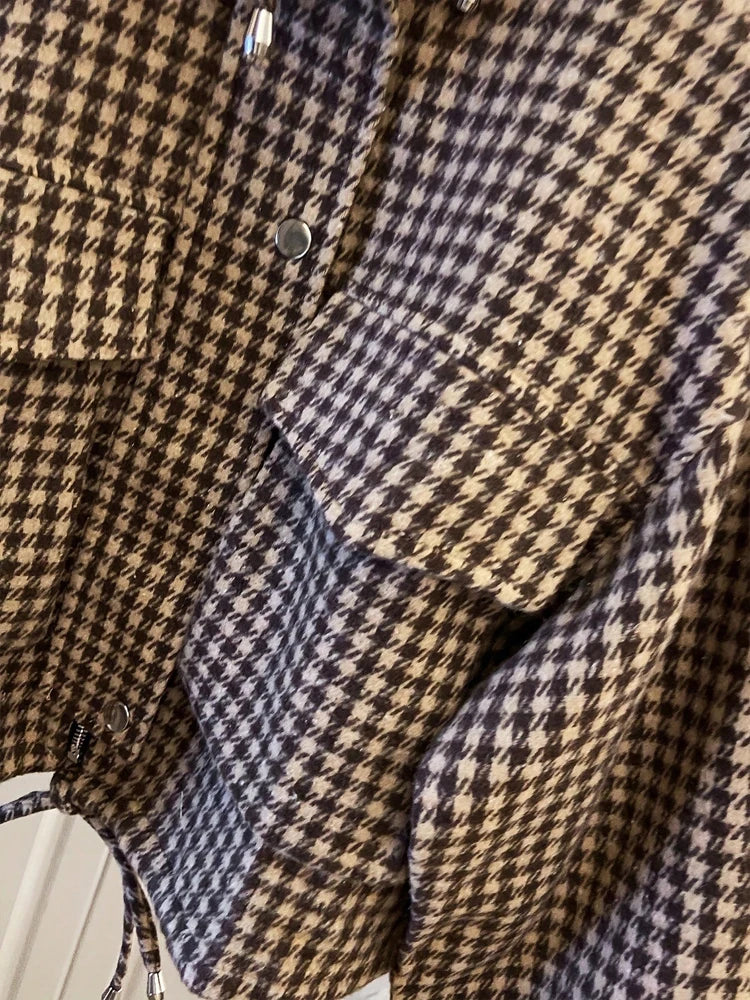 Women's houndstooth cropped jacket by HSF Marketplace for fall and winter wear