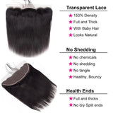 Straight Bundles With Frontal Closure Human Hair Double Weft Quick Weave 3 Bundles with 13x4 Frontal 4x4 Closure Pre Plucked #1B