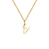 Gold plated heart initial necklace for women with A-Z letter pendant, waterproof stainless steel monogram jewelry.