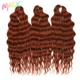 Magic 24Inch 3PCS Loose Wave Synthetic Crochet Hair Bundles Copper Red Heat Resistant Hair Extensions For Women Braiding Styling