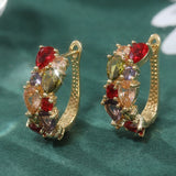 Multicolor zirconia hoop earrings for women, featuring elegant sparkling stones in a classic hoop design