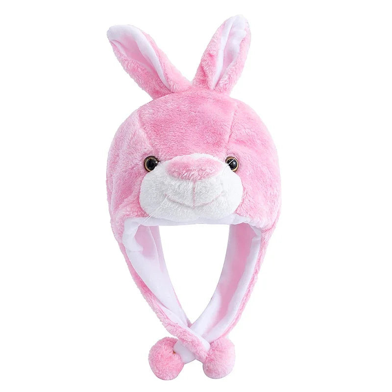 Women's HSF Marketplace plush 3D animal style decorative winter hat with funny mischievous couple design
