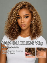 Honey blonde curly bob wig, glueless human hair lace front by HSF Marketplace