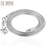 Sterling silver snake chain necklace in various lengths, 1.2mm thick, for women and men, showcasing shiny, smooth jewelry design.