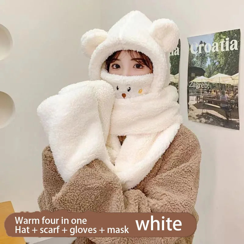 Warm winter women’s hat, scarf, and glove set by HSF Marketplace for cold weather comfort