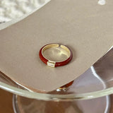 925 Sterling Silver Open Finger Ring Golden Enamel Donut Dazzling Geometric Punk For Women Jewelry Gift Dropship Wholesale
