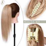 TESS Brazilian human hair claw clip ponytail extension, 14-22 inches, natural black to blonde shade