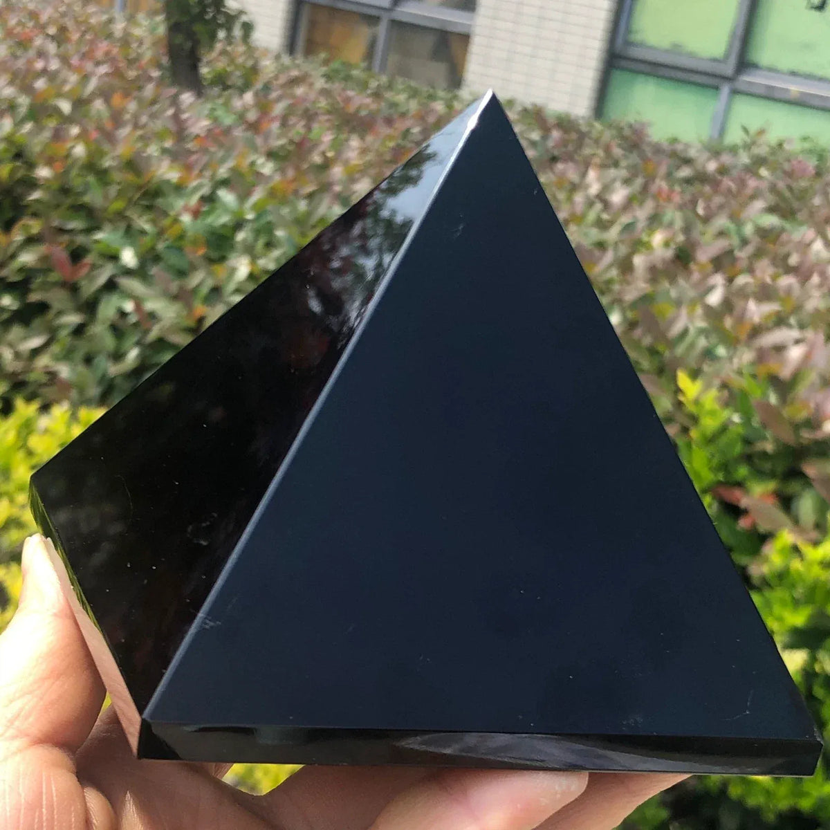 4-20cm Natural Mineral Black Tourmaline Pyramid, Crystal Quartz Black Ore Healed, Mineral Polished Triangular Pyramid
