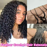 Burmese Curly Crochet Human Hair 26inch 300g Knotless Pre-Separated Feather Human Crochet Hair Lightweight Reusable Remy Hair Extensions With Spiral Curl for Women Natural Black Color