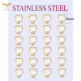 12-pair white crystal stud earrings set, 2–7mm round and square zircon designs in golden stainless steel