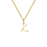 Gold plated dainty heart initial necklace for women with A-Z letter pendant, waterproof stainless steel monogram jewelry.