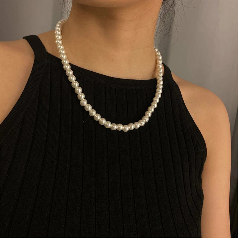 Elegant white pearl choker necklace by HSF Marketplace for women and men