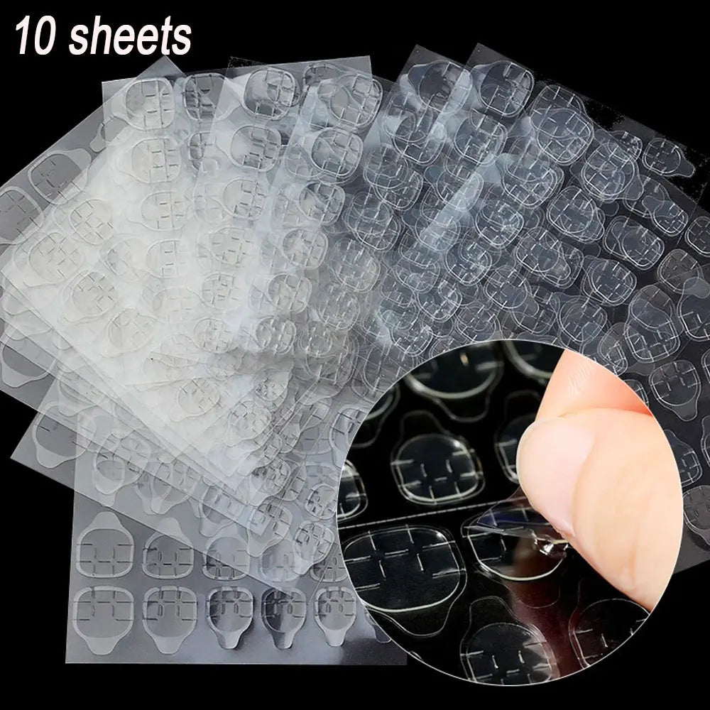 96-piece short square cat eye press-on nails with glossy glitter French tips in four colors, full-cover acrylic Y2K style