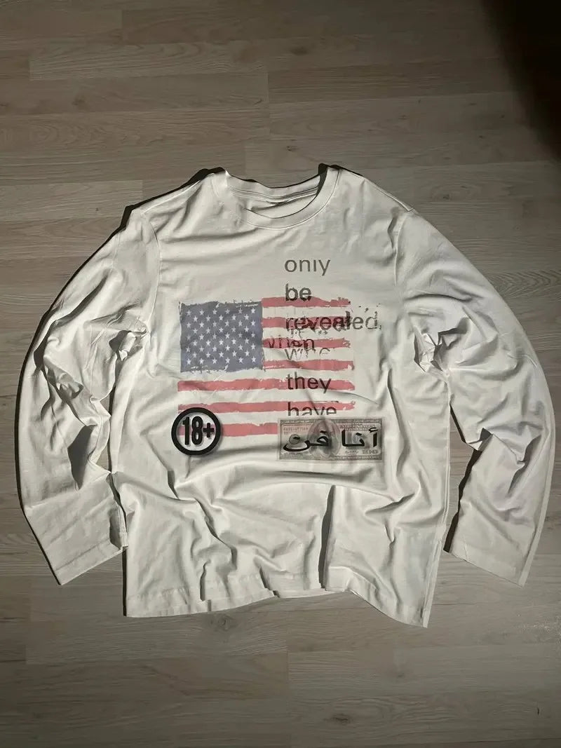 Women's white long sleeve T-shirt by HSF Marketplace for versatile daily wear