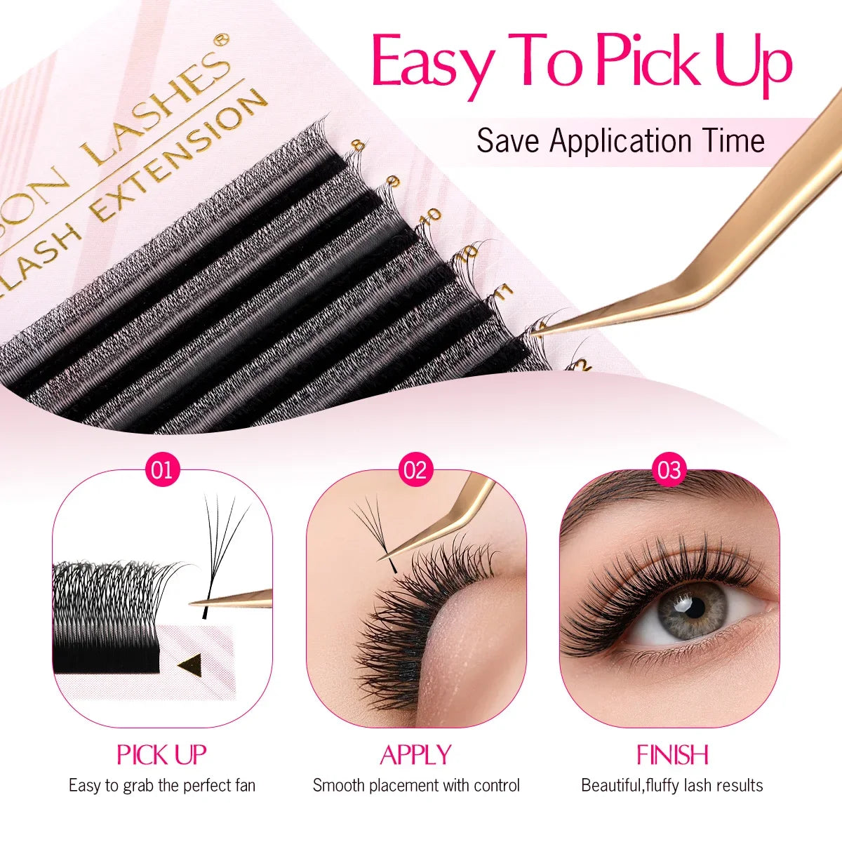 Arison narrow 3D/4D/5D premade eyelash extension fans by HSF Marketplace