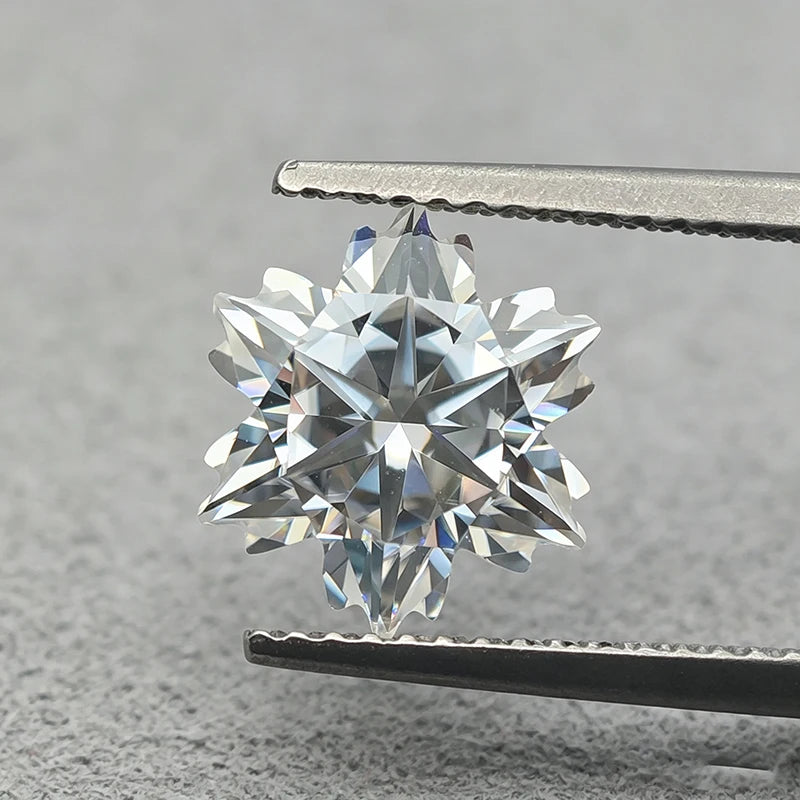 D Color Snowflake Cut Moissanite Loose Gemstones 2.5-7.0ct VVS1 for Ring Pendant Earrings DIY Jewelry Making
