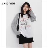 VENC women's casual O-neck T-shirt with letter print, K-Culture merch by HSF Marketplace