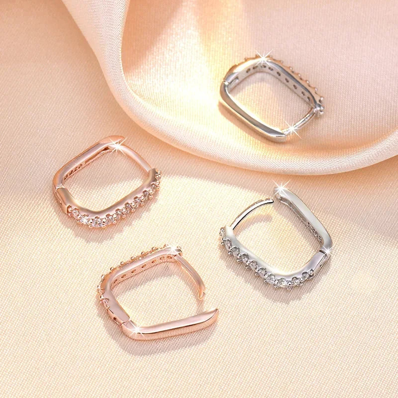 925 sterling silver crystal zircon circle hoop earrings by HSF Marketplace, elegant jewelry for women