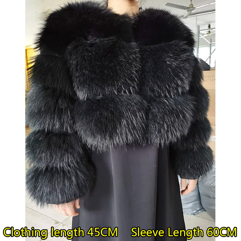 Women's luxury thick real raccoon fur coat in plus sizes by HSF Marketplace