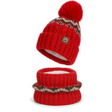 Women's warm knitted beanie cap and scarf set in soft winter fabric by HSF Marketplace