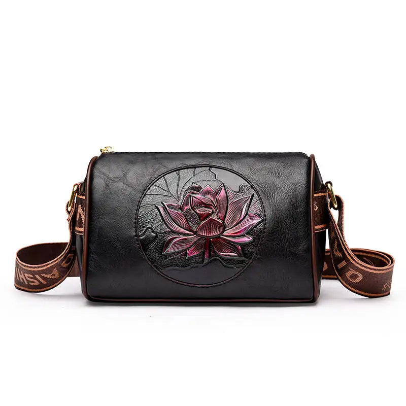 Genuine soft PU leather handbag for women, vintage shoulder tote with large capacity, luxury designer style, HSF Marketplace.