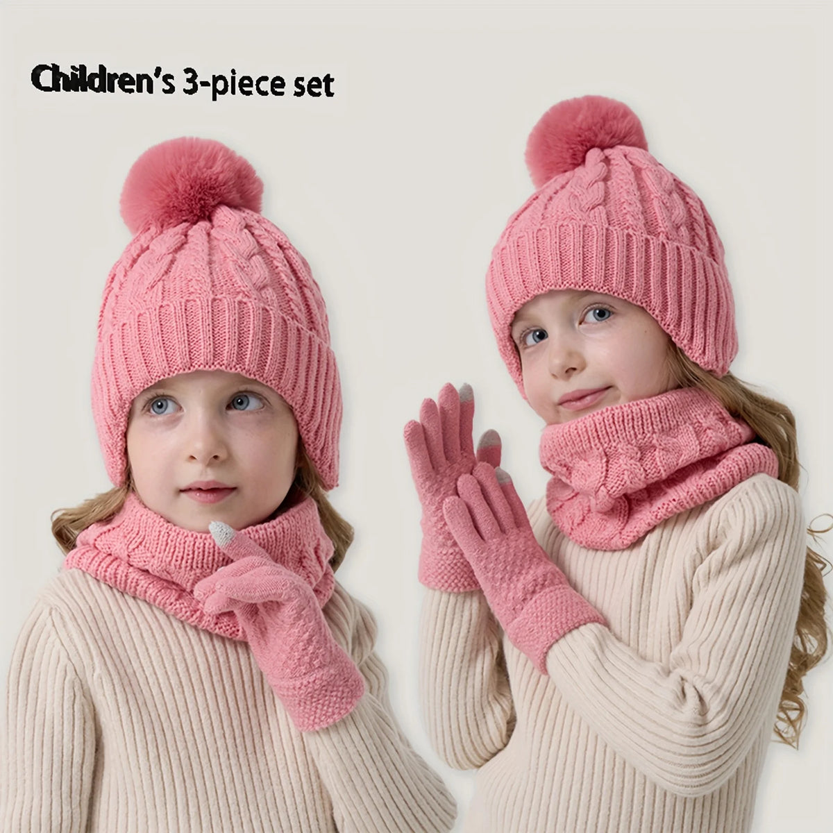Children's winter hat, scarf, and gloves set for ages 3–8 by HSF Marketplace