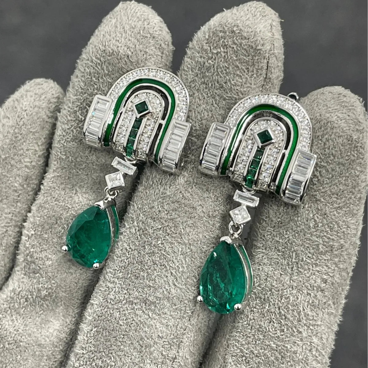 WUIHA Vintage 925 Sterling Silver Pear Cut Emerald Gemstones Drop Dangle Earrings Anniversary Gift Fine Jewelry Drop Shipping