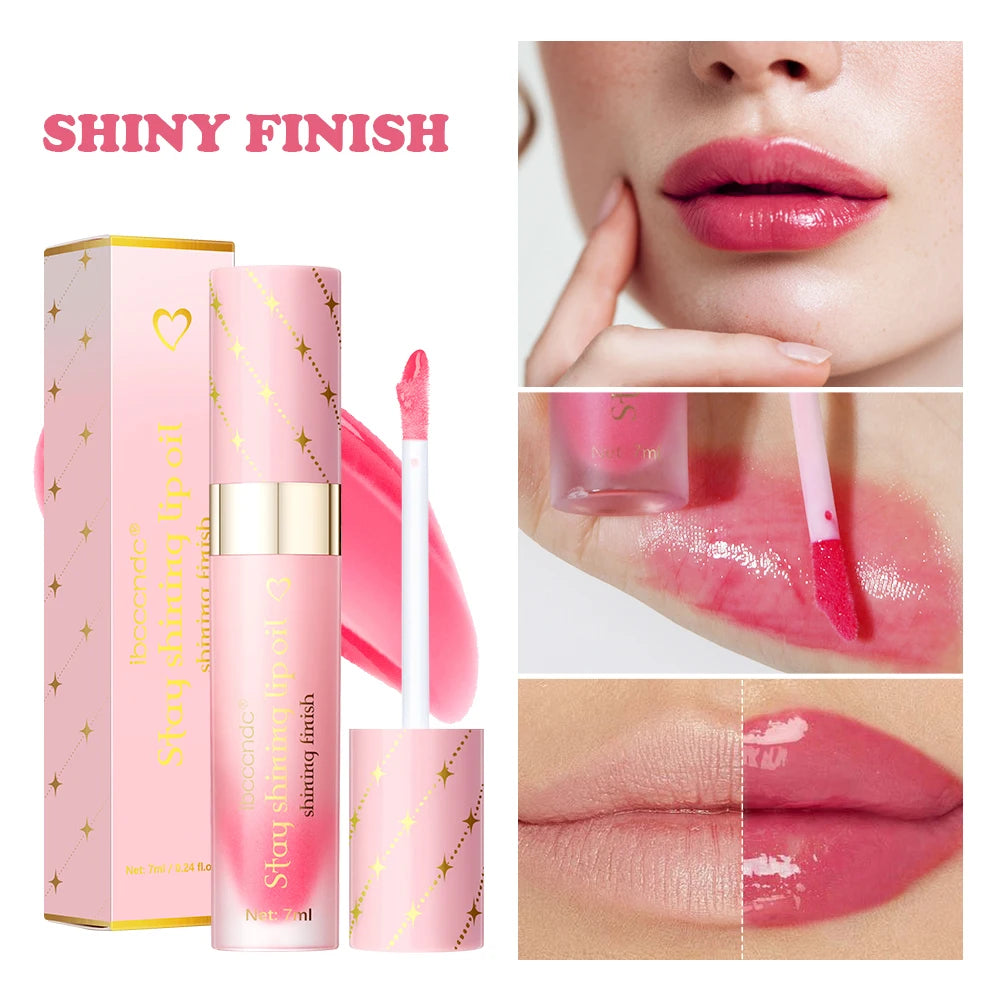 HSF Marketplace lip gloss set with peach fragrance, moisturizing and plumping lip glosses, includes keychain, ideal for makeup lovers.