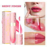 HSF Marketplace lip gloss set with peach fragrance, moisturizing and plumping lip glosses, includes keychain, ideal for makeup lovers.